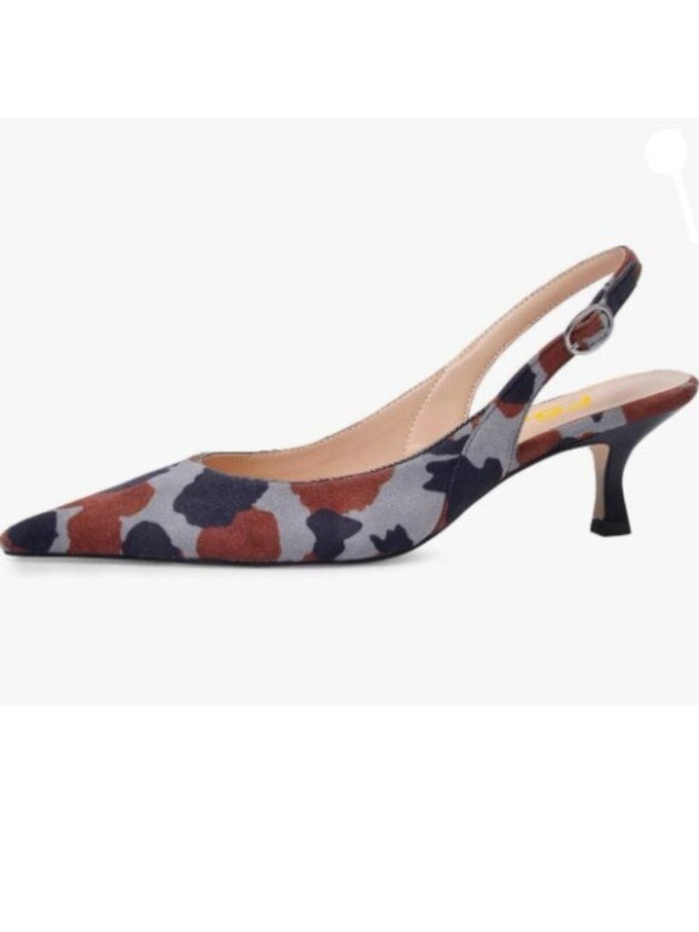 FSJ Women's Mid Kitten Heel Slingback Sandal Pointy Toe Sexy Pumps Dress Spots